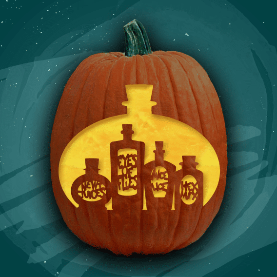 Bottles of Boos – Free Pumpkin Carving Patterns